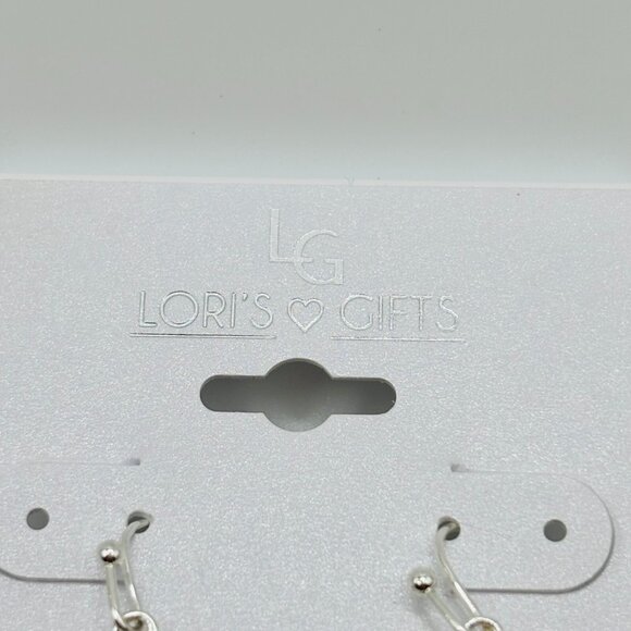 Lori’s Gifts Silver Teardrop Earrings Filigree Rhinestone Dangle NWT Sensitive - Picture 4 of 5